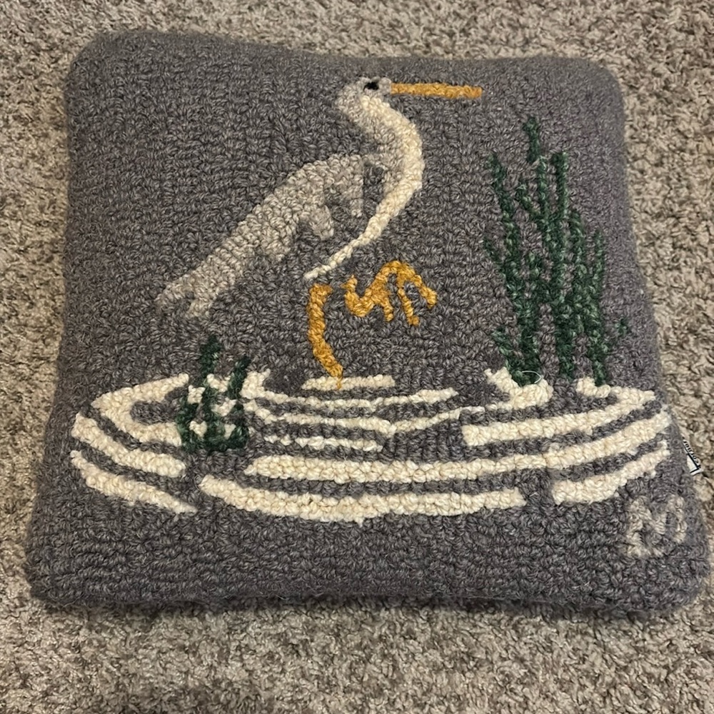 Chandler 4 Corners Egret Hooked Medium Wool Pillow